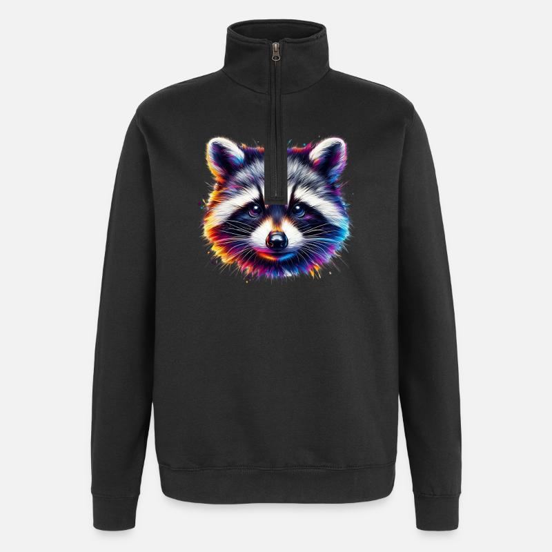 Raton laveur - Sweat à zip 1/4 - noir