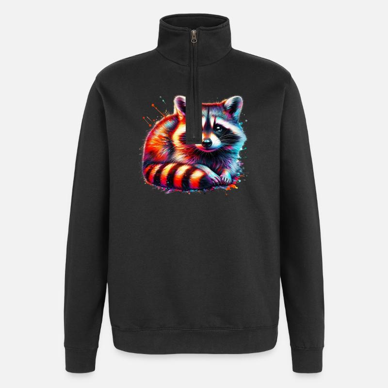 Raton laveur - Sweat à zip 1/4 - noir