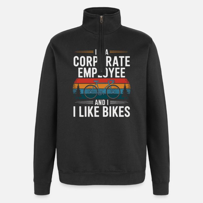 Firmenmitarbeiter, der Fahrräder mag - Quarter-Zip-Sweatshirt - Schwarz