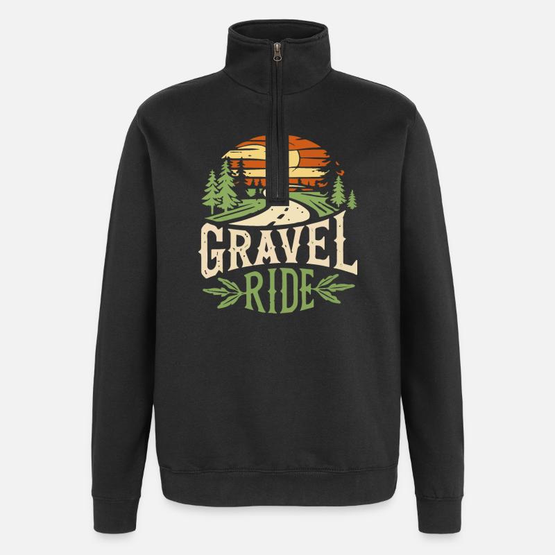 Schotterfahrt Abenteuer - Quarter-Zip-Sweatshirt - Schwarz