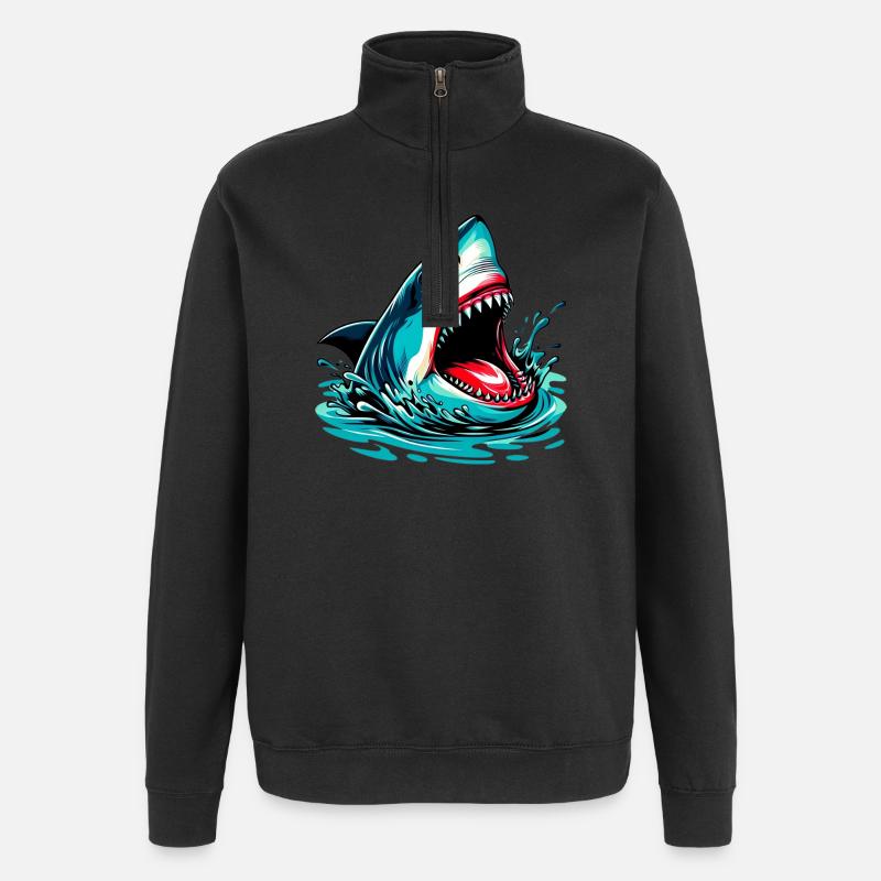 Shark - Quarter-Zip Sweatshirt - black
