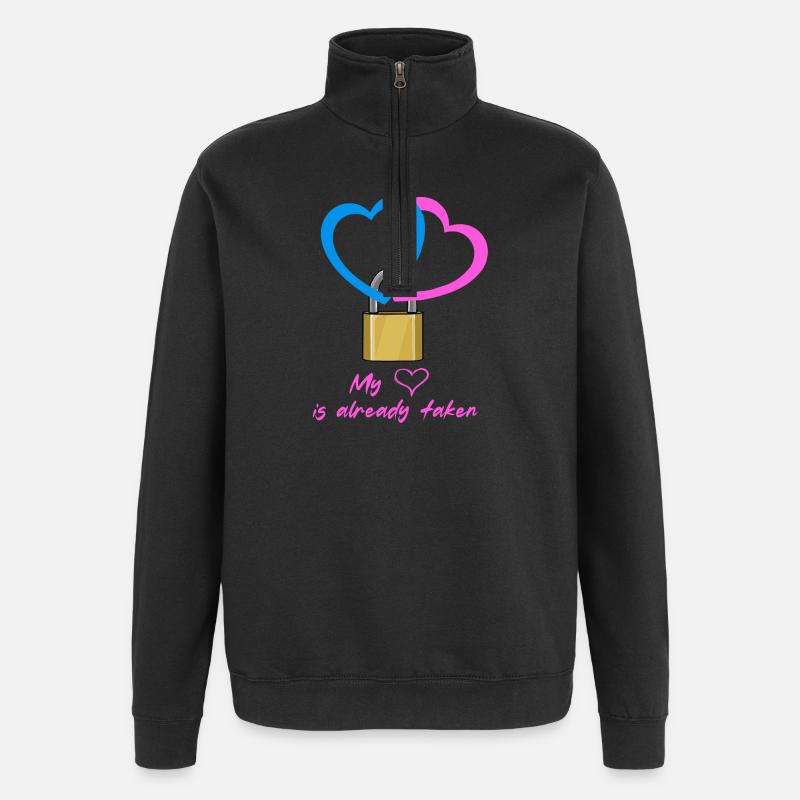 Mon coeur est déjà pris - Sweat à zip 1/4 - noir