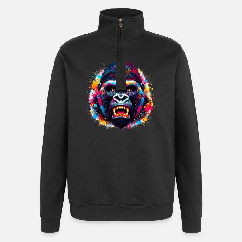 Gorille - Sweat à zip 1/4 - noir