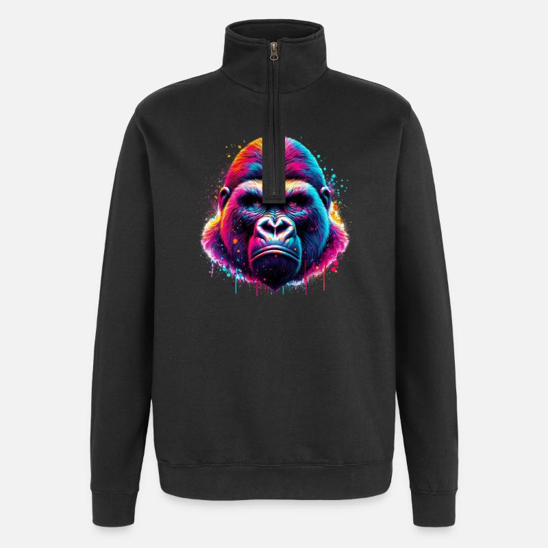 Gorille - Sweat à zip 1/4 - noir