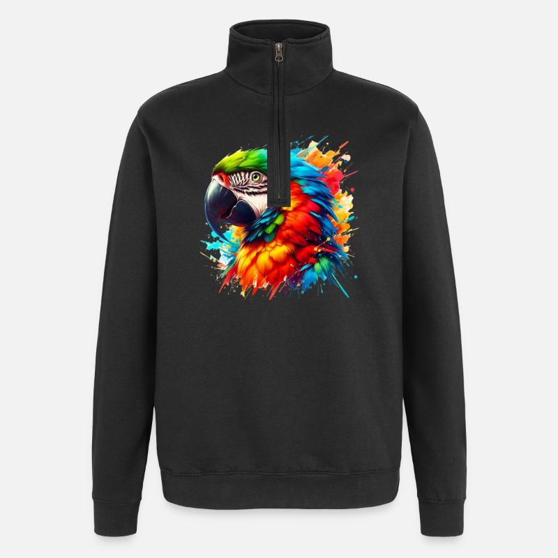Papagei - Quarter-Zip-Sweatshirt - Schwarz