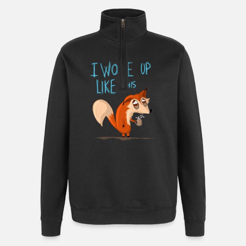 Je me suis réveilléComme ça - Sweat à zip 1/4 - noir