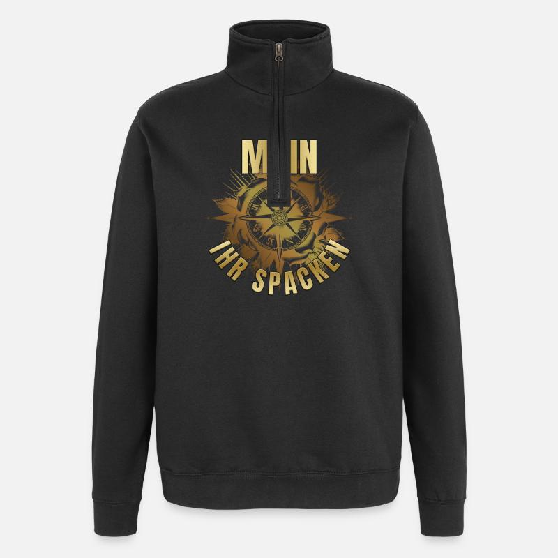 Moin ihr Spacken - Quarter-Zip-Sweatshirt - Schwarz