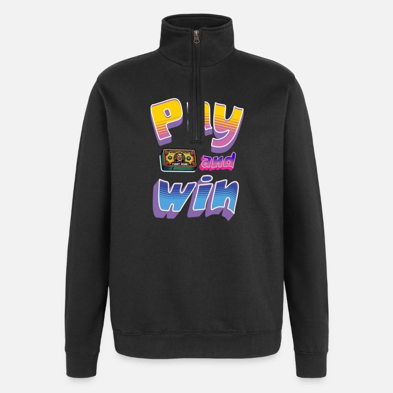 Jouez et gagnez Design rétro - Sweat à zip 1/4 - noir