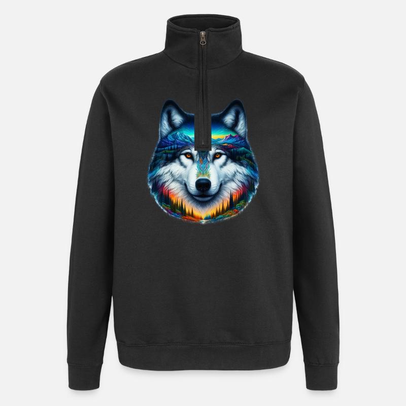 Wolf - Quarter-Zip Sweatshirt - black