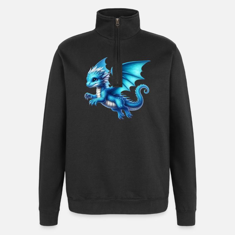 Drache - Quarter-Zip-Sweatshirt - Schwarz