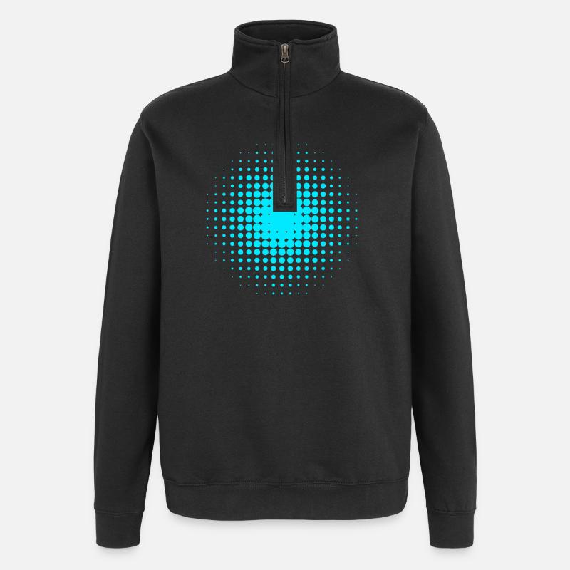 Motifs abstraits de points bleu-gris - Sweat à zip 1/4 - noir