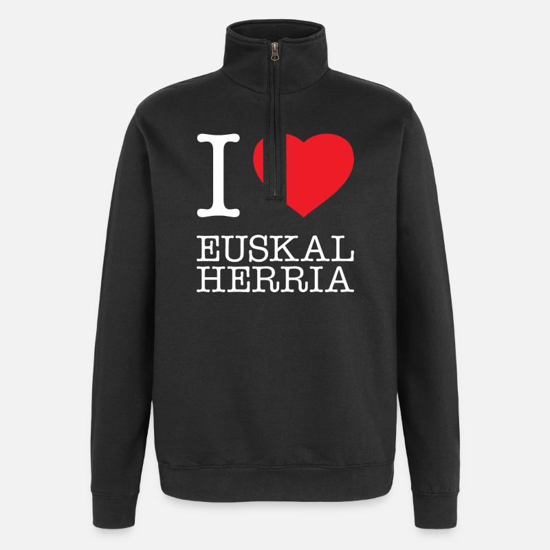 I LOVE EUSKAL HERRIA Basque Baskenland - Quarter-Zip-Sweatshirt - Schwarz