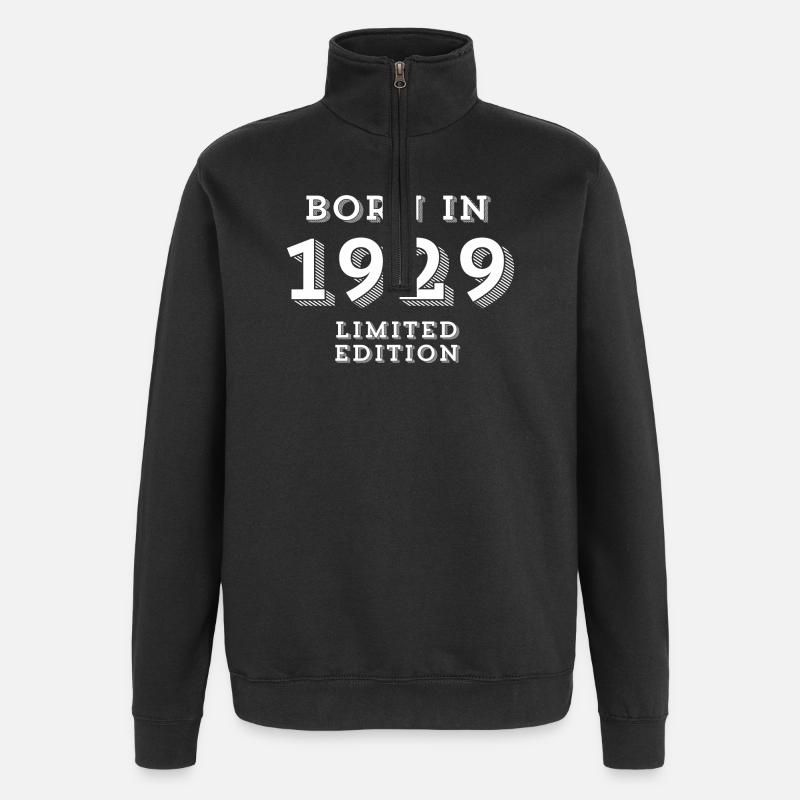 1929, 95ans, année de naissance, date de naissance - Sweat à zip 1/4 - noir