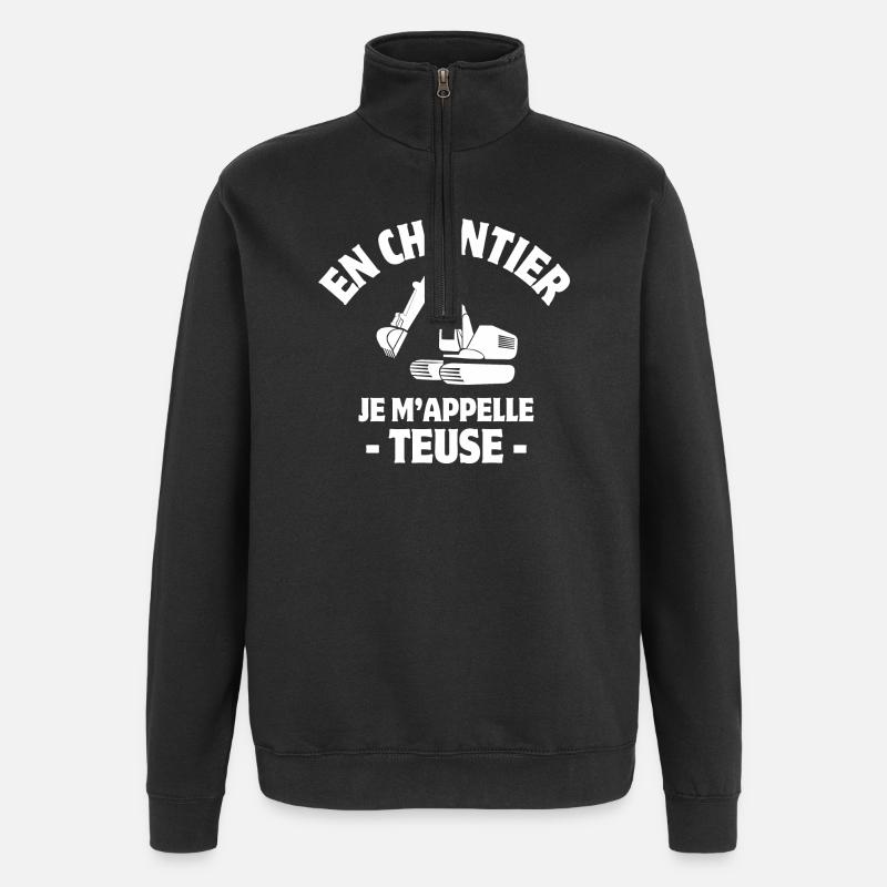 Bagger, Baumaschinen, Baustelle - Quarter-Zip-Sweatshirt - Schwarz