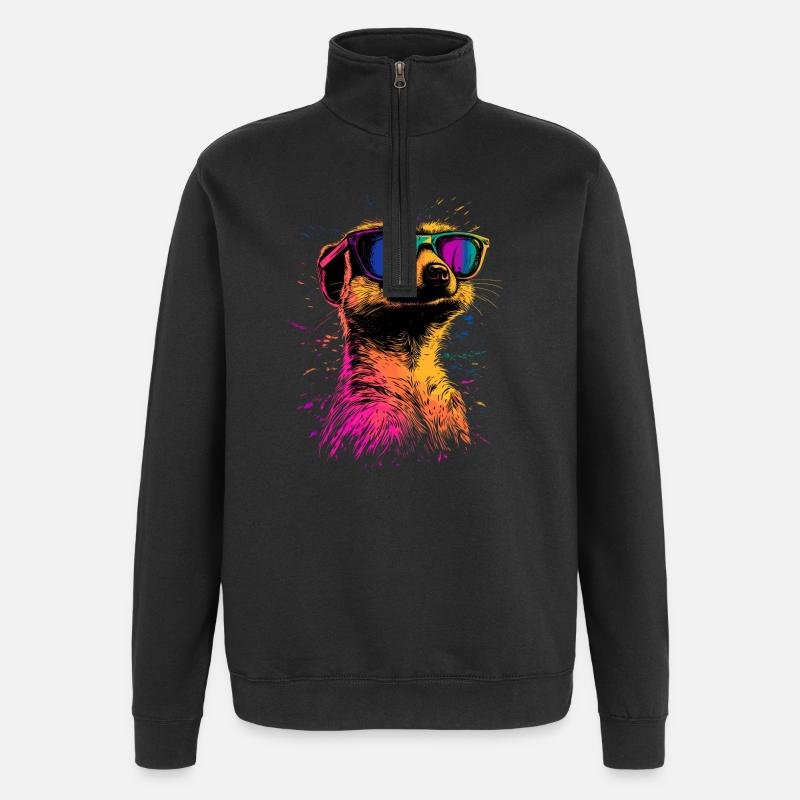 Erdmännchen Sonnenbrille Bunt Süßes Erdmännchen - Quarter-Zip-Sweatshirt - Schwarz