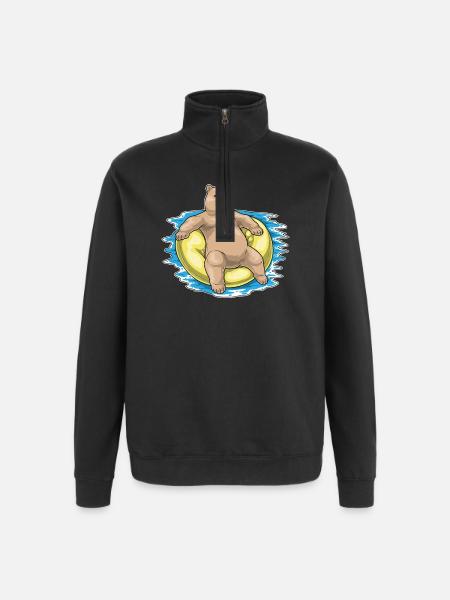 Bear Swimming Swim Ring Summer - Quarter-Zip Sweatshirt - black
