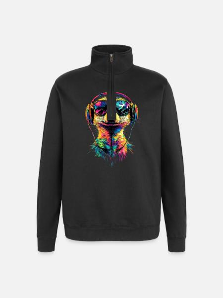 Erdmännchen Sonnenbrille Bunt Süßes Erdmännchen - Quarter-Zip-Sweatshirt - Schwarz