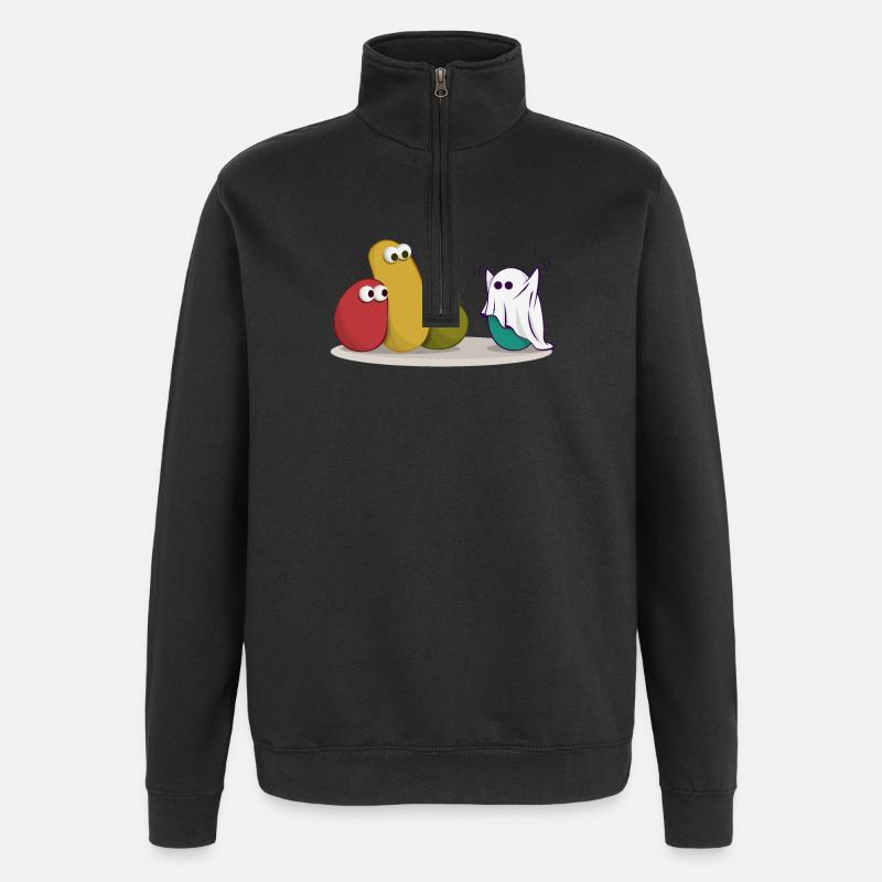 Halloween Ghost Comic Drawing - Quarter-Zip Sweatshirt - black