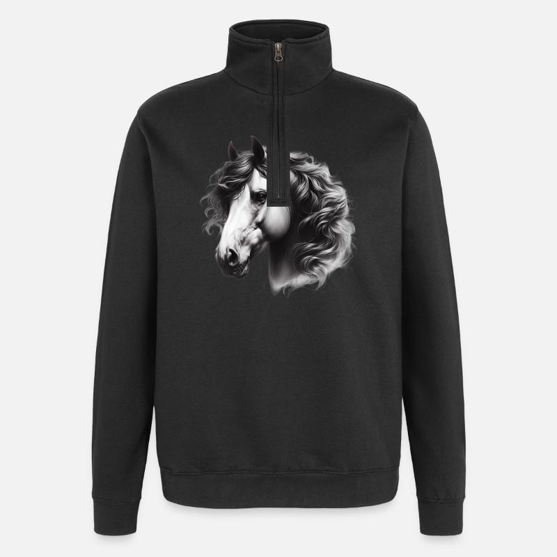 Cheval - Sweat à zip 1/4 - noir
