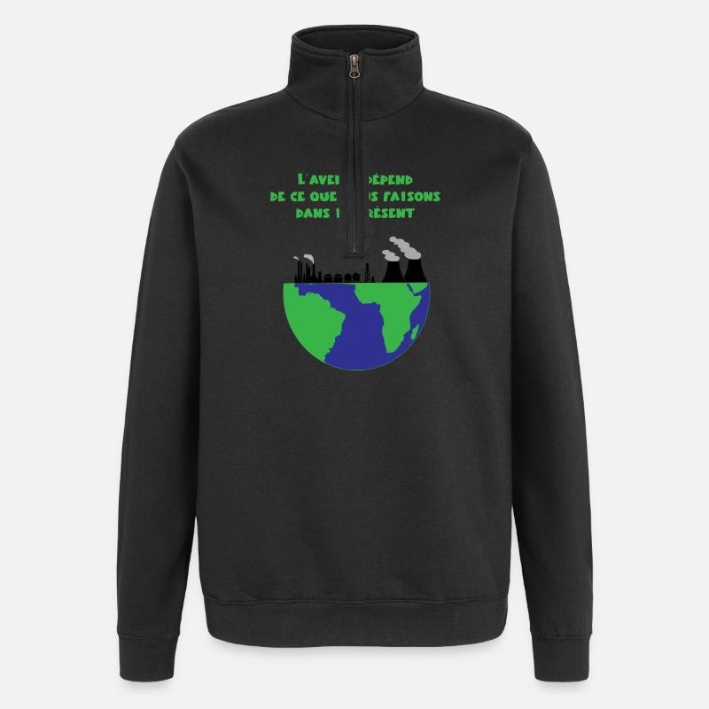 Planète Terre - Sweat à zip 1/4 - noir