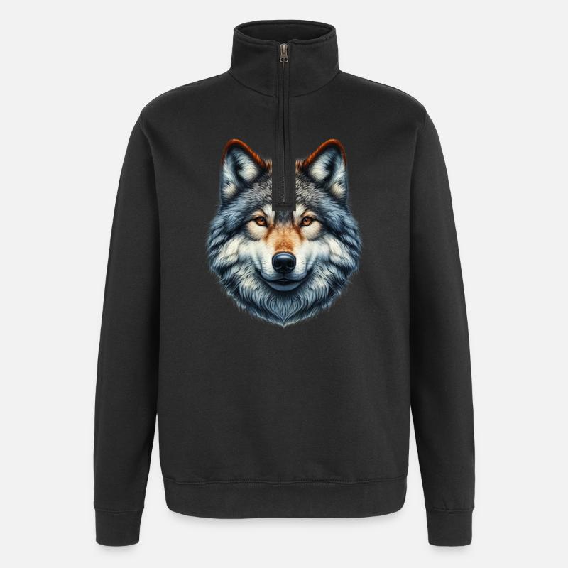 Wolf - Quarter-Zip Sweatshirt - black