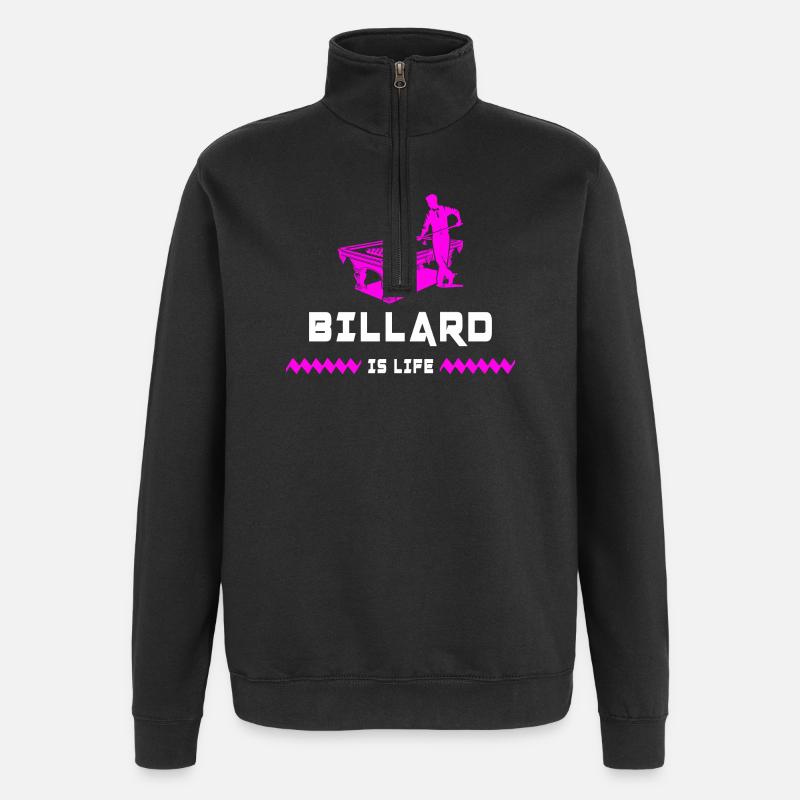 Billard ist Leben - Quarter-Zip-Sweatshirt - Schwarz
