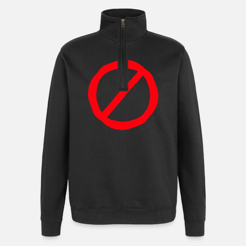 Verbotsschild comic style - Quarter-Zip-Sweatshirt - Schwarz