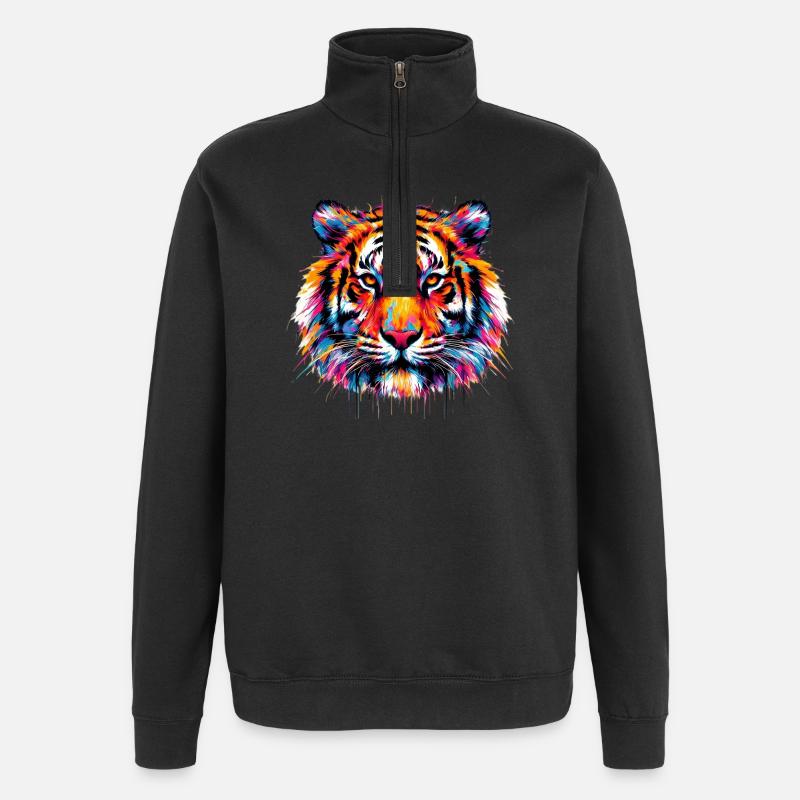 Tigre - Sweat à zip 1/4 - noir