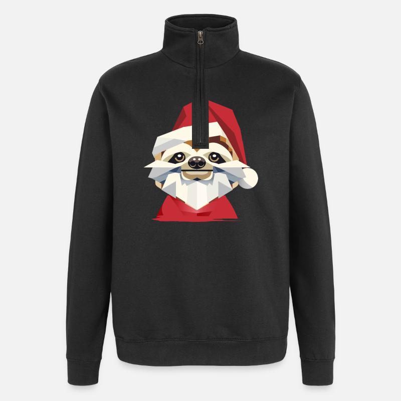 Fröhliches Weihnachtsfaultier im modernen Design - Quarter-Zip-Sweatshirt - Schwarz