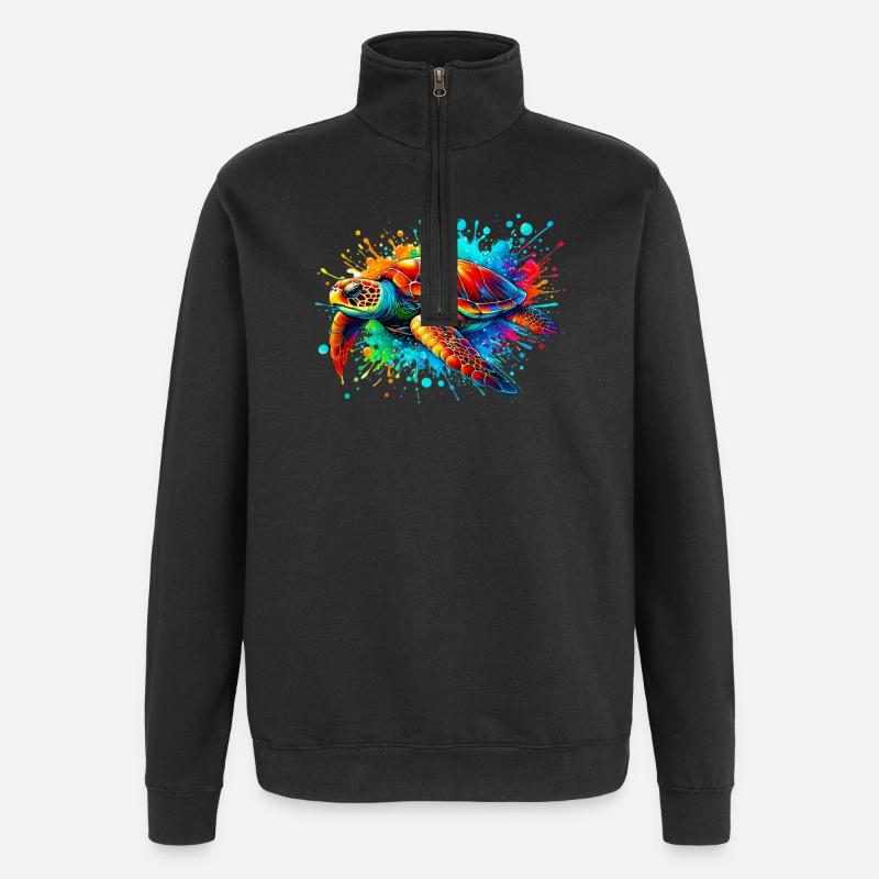 Schildkröte - Quarter-Zip-Sweatshirt - Schwarz
