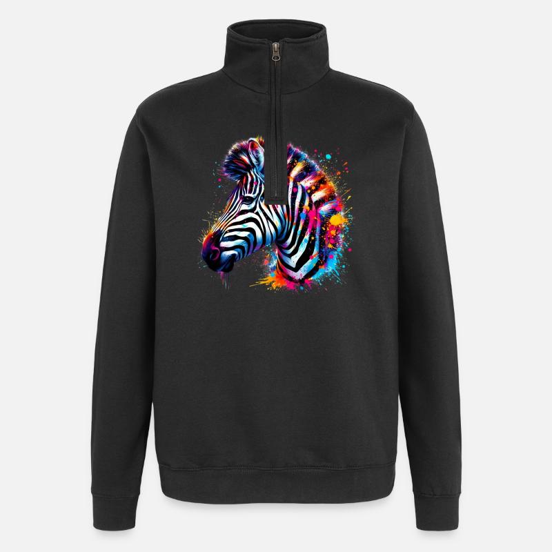 Zebra - Quarter-Zip Sweatshirt - black