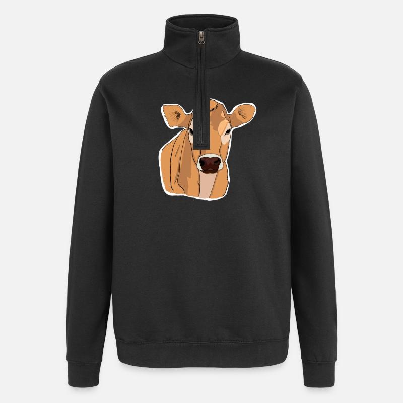 Vache Vaches - Sweat à zip 1/4 - noir
