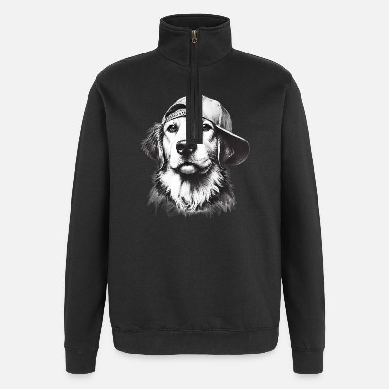 Hund - Quarter-Zip-Sweatshirt - Schwarz