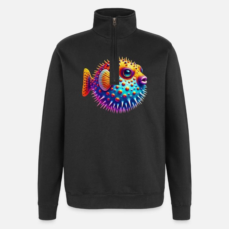 Kugelfisch - Quarter-Zip-Sweatshirt - Schwarz