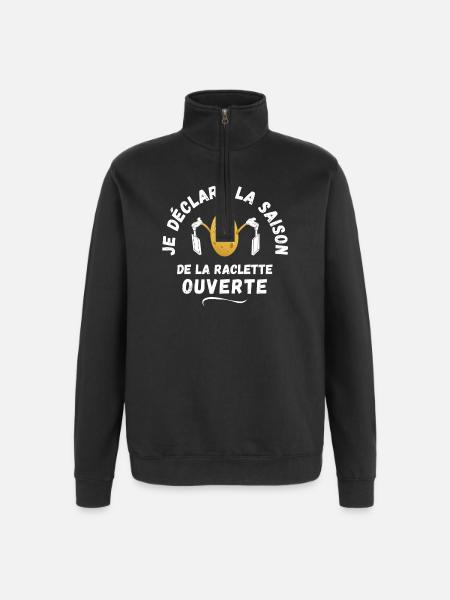 raclette, potato, melted cheese - Quarter-Zip Sweatshirt - black