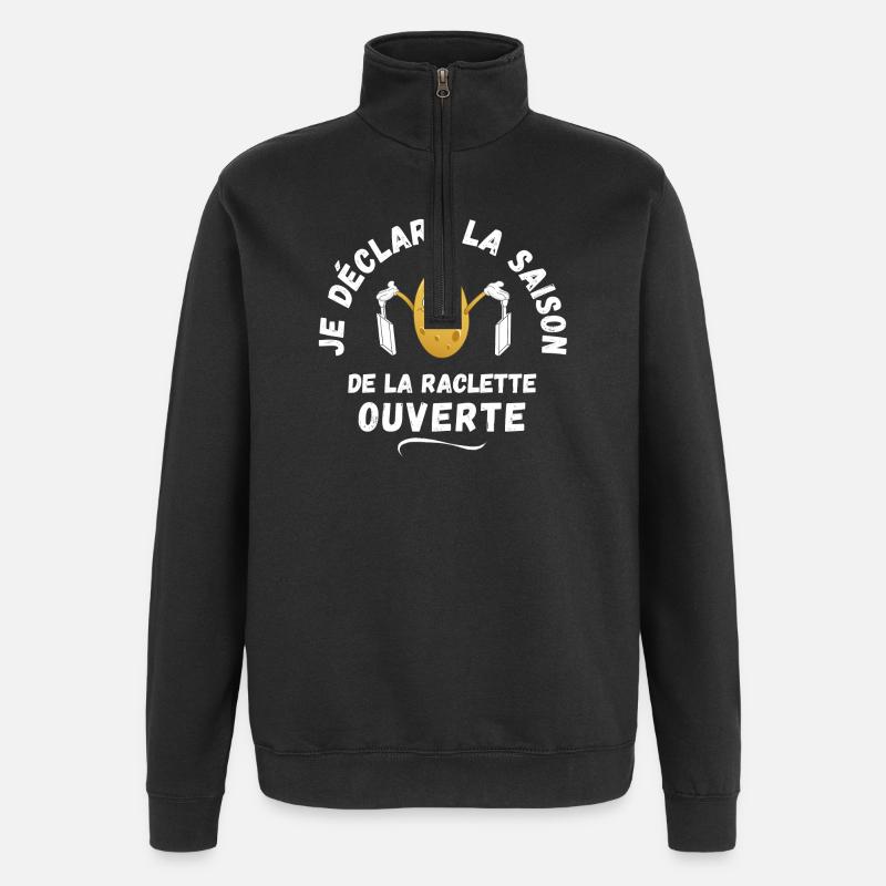 raclette, potato, melted cheese - Quarter-Zip Sweatshirt - black