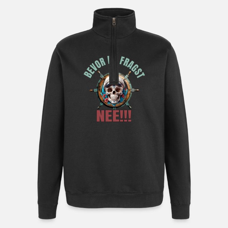 Bevor du fragst - Nee - Quarter-Zip-Sweatshirt - Schwarz