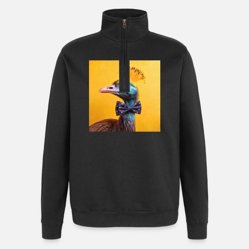 Blue Bird with Bow Tie - Quarter-Zip Sweatshirt - black