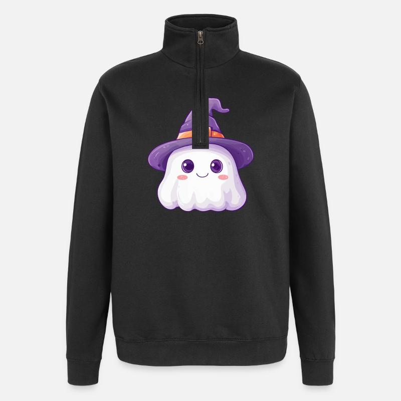 Fantôme mignon - Sweat à zip 1/4 - noir