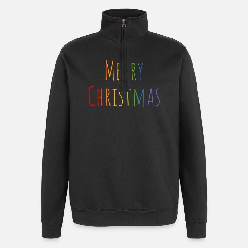 Joyeux Noël arc-en-ciel - Sweat à zip 1/4 - noir