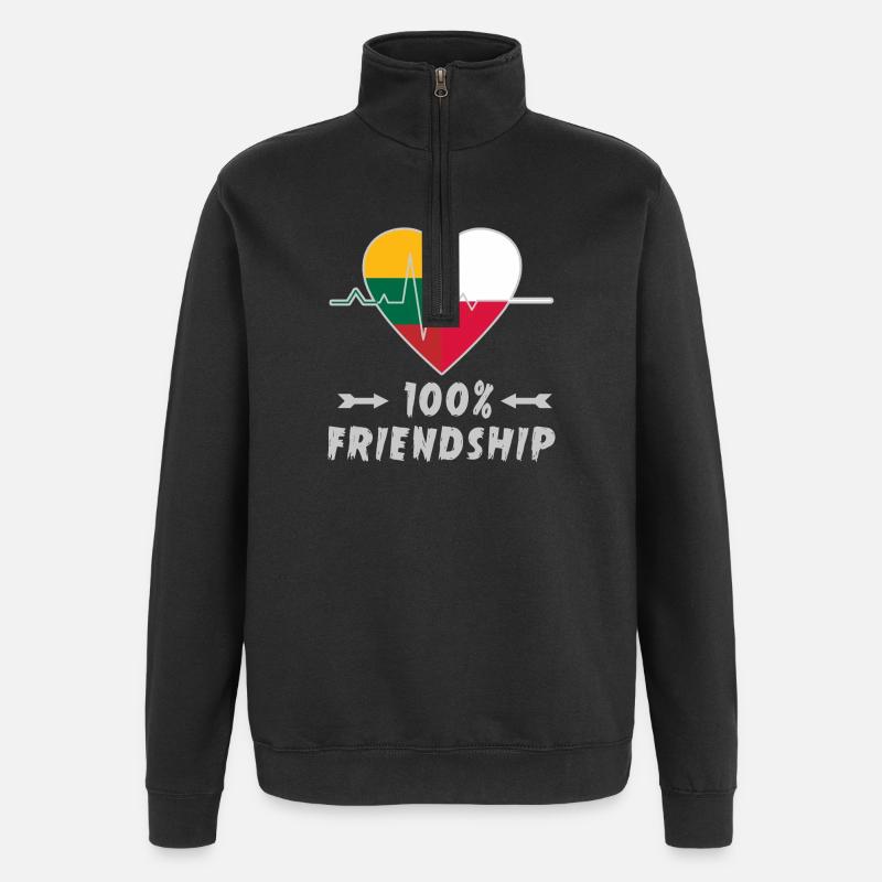 Lithuania and Poland 100% friendship - Quarter-Zip Sweatshirt - black
