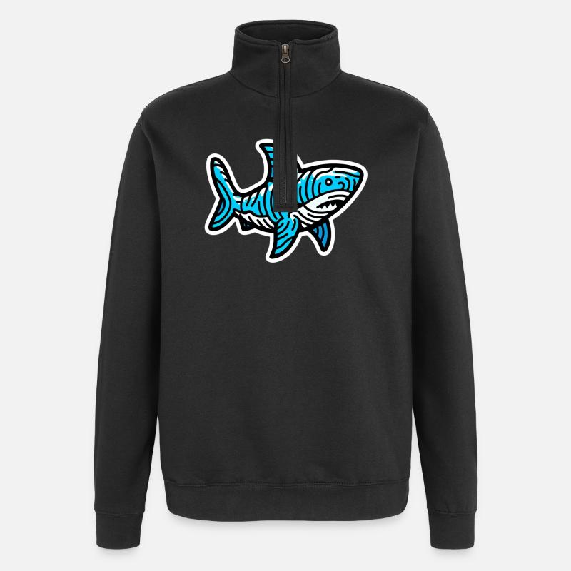 Requin - Sweat à zip 1/4 - noir