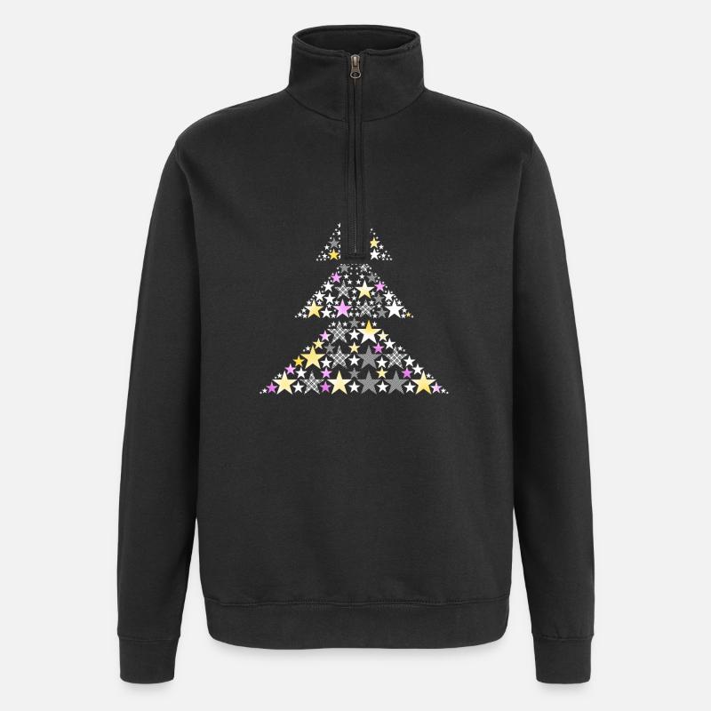 Festlicher Weihnachtsbaum - Quarter-Zip-Sweatshirt - Schwarz