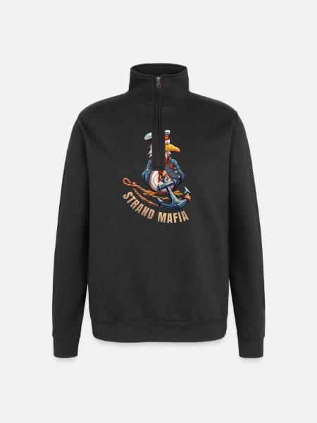 Seefahrer Adler mit Anker - Quarter-Zip-Sweatshirt - Schwarz