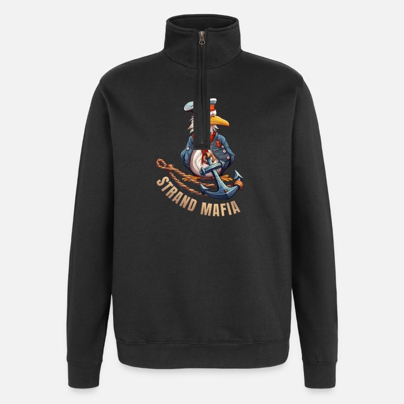 Seefahrer Adler mit Anker - Quarter-Zip-Sweatshirt - Schwarz