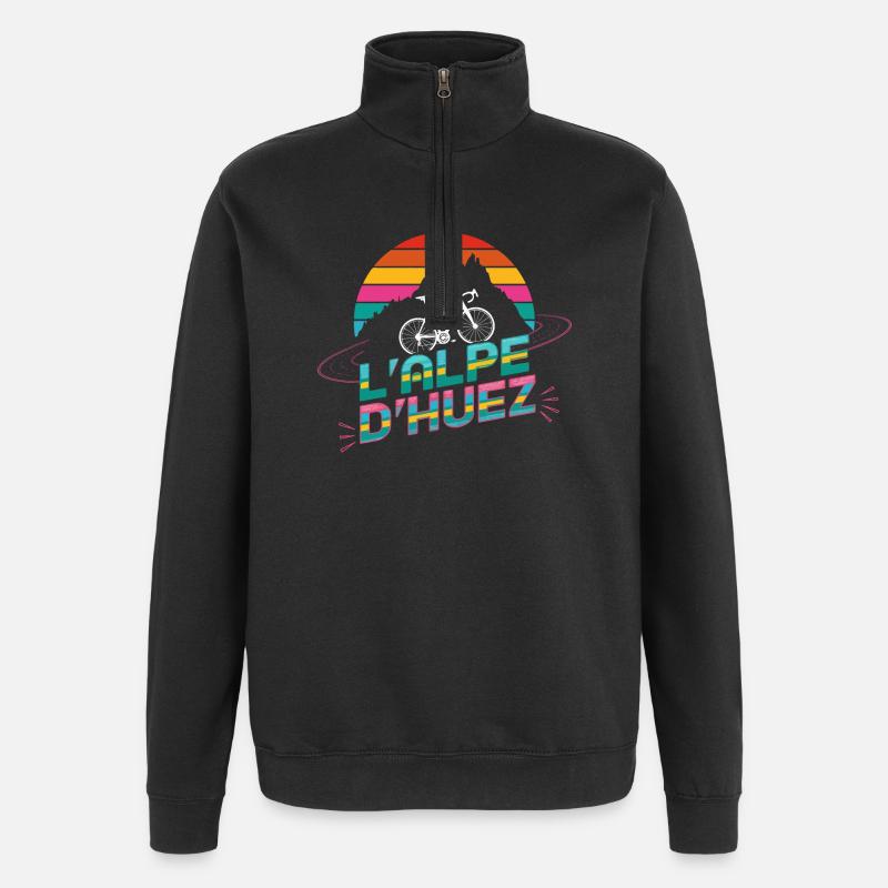 Alpe d’Huez Cyclisme Design - Sweat à zip 1/4 - noir