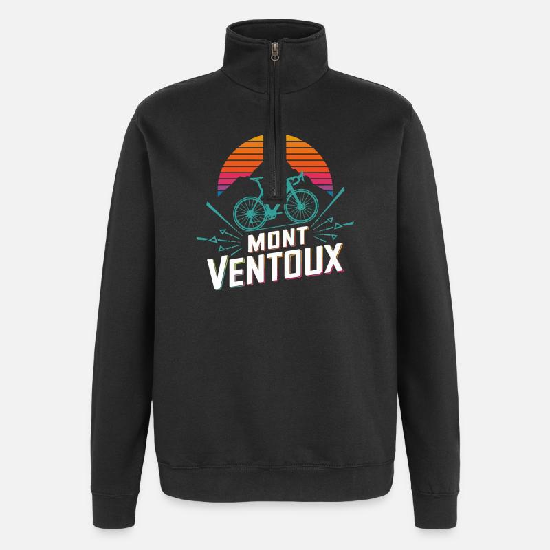 Mont Ventoux Retro Gradient Rennrad Kunst - Quarter-Zip-Sweatshirt - Schwarz