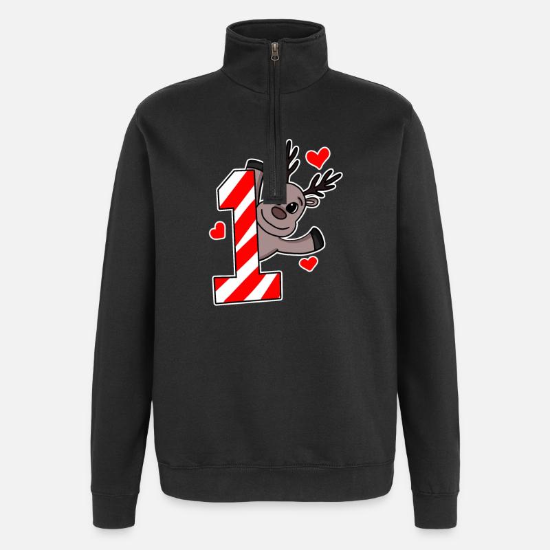 Renne bébé de 1 an - Sweat à zip 1/4 - noir
