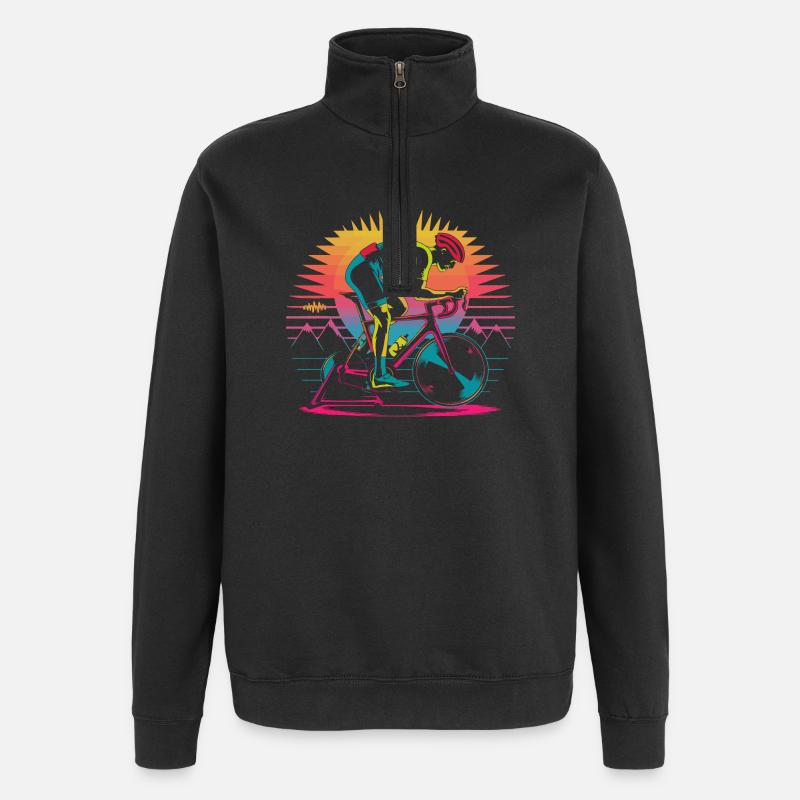 Retro Cyclist Turbo Trainer - Quarter-Zip-Sweatshirt - Schwarz
