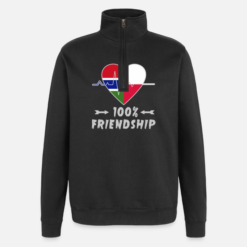 Gambia und Polen 100% Freundschaft - Quarter-Zip-Sweatshirt - Schwarz